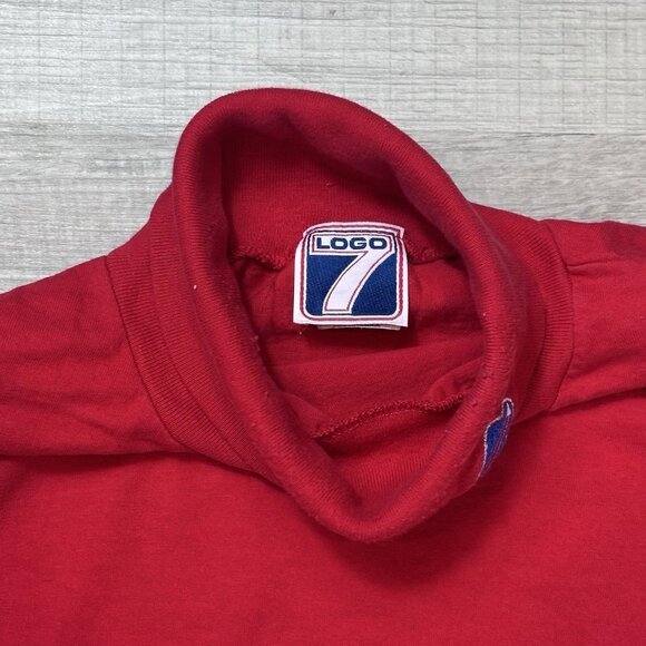 Vintage Logo 7 Buffalo Bills Turtleneck Mens XL Red Made In USA Embroidered Logo - Picture 8 of 10